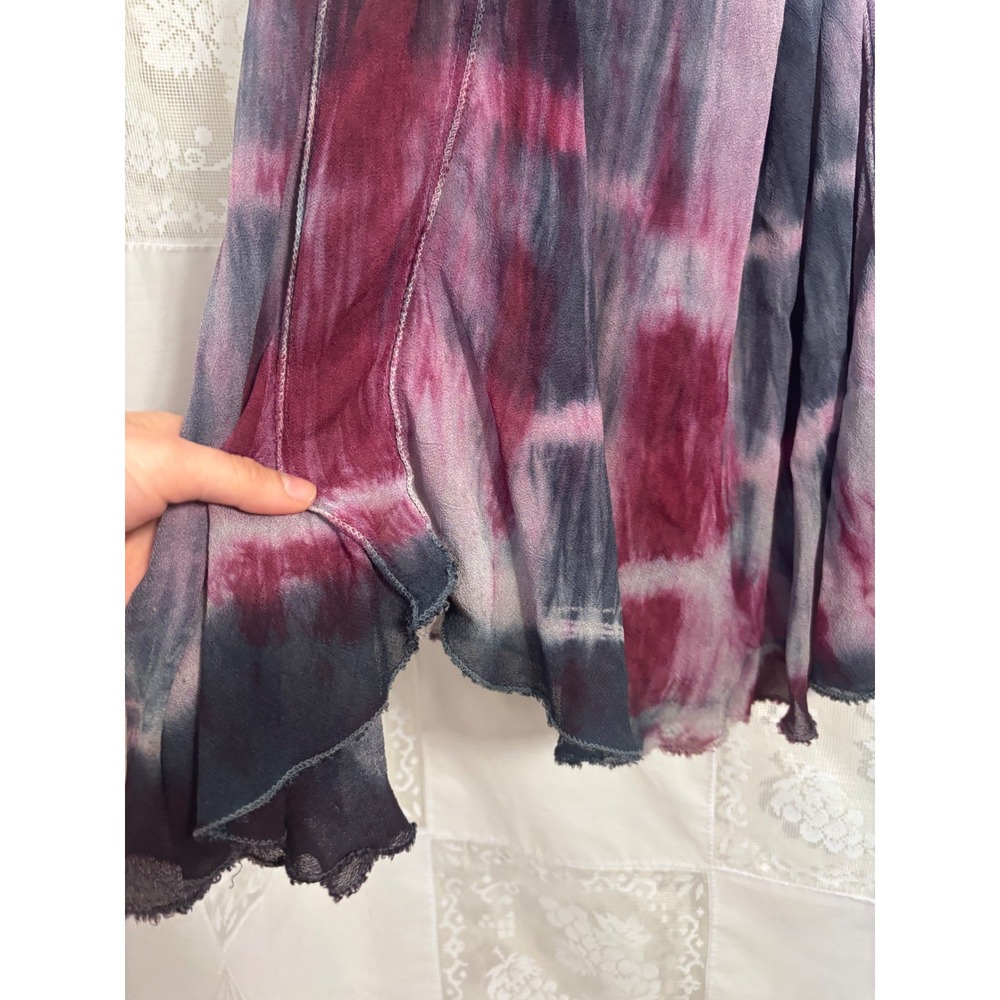 Pink Gray Tie Dye Fairy Grunge Boho Hippie Flowy Maxi Skirt Size S-M - Picture 6 of 13